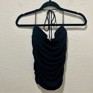 Princess Polly Black Ruched Halter Top